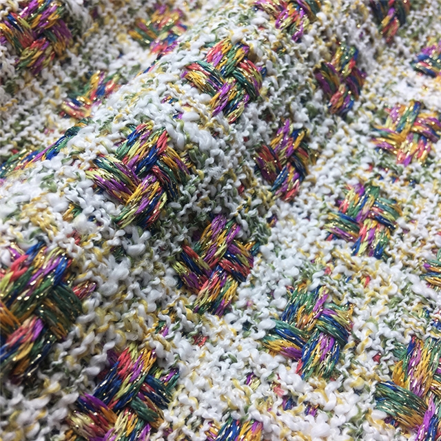 golden thread color woolen woven plaid small fragrant fabric