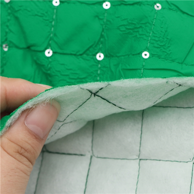 quilted embroidery sequins diamond pattern cotton fabric