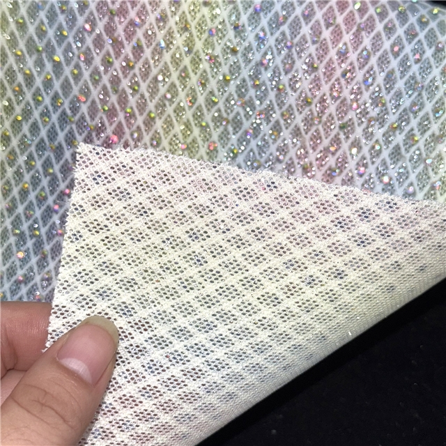 synthetic leather glitter colorful rhinestone diamond pattern hollowed meshleather at the bottom of the eye 20*33cm(7.9*13