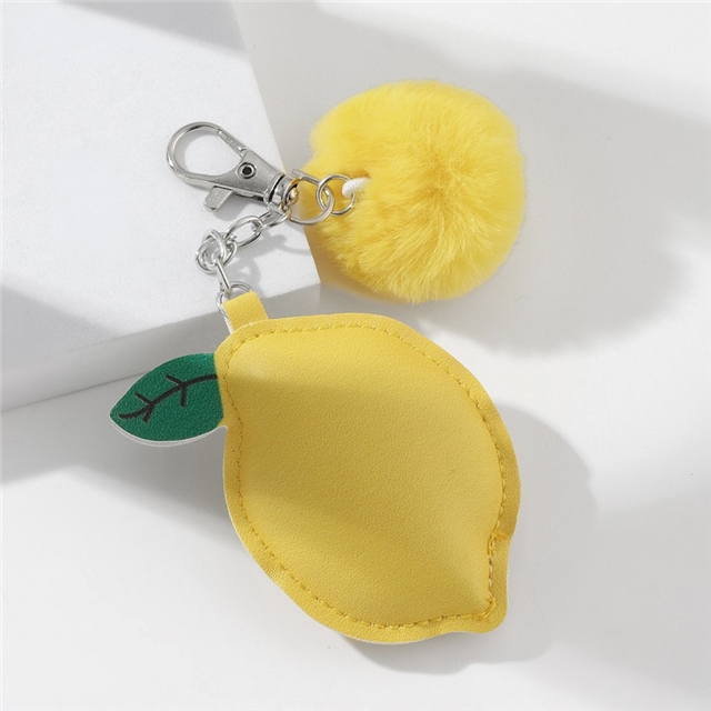 leather+alloy Lemon PU leather pendant keychain