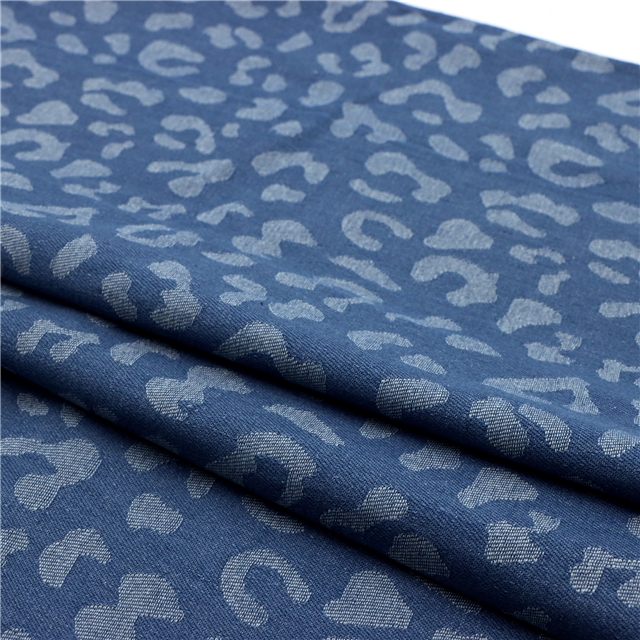 leopard print color woven jacquard denim fabric