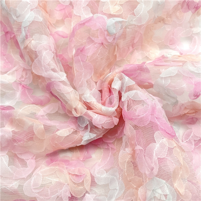 spandex embroidery flower mesh fabric pink,50*130cm(19.7*51.2