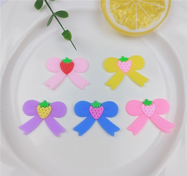 plastic/resin strawberry bow pvc soft rubber accessories