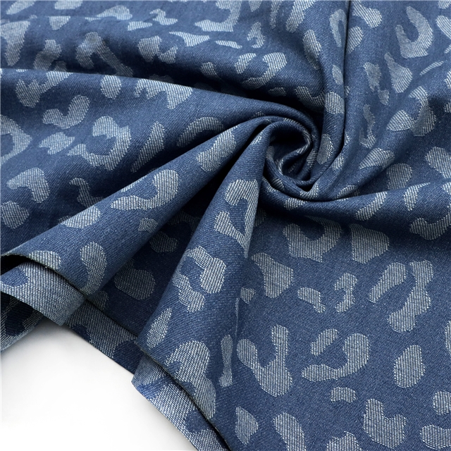 leopard print color woven jacquard denim fabric