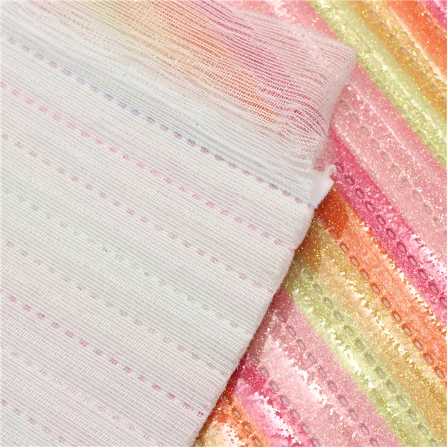 synthetic leather smooth glitter colorful stripes quilted cotton faux leather