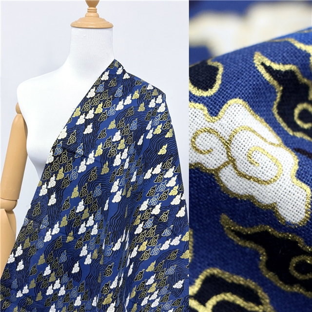 100% cotton cloud gold foil cotton fabric