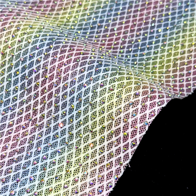 synthetic leather glitter colorful rhinestone diamond pattern hollowed meshleather at the bottom of the eye 20*33cm(7.9*13