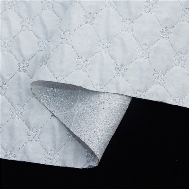 double layer embroidered flower diamond pattern gold silver silk jacquard fabric 4#white,50*135cm(19.7*53.1