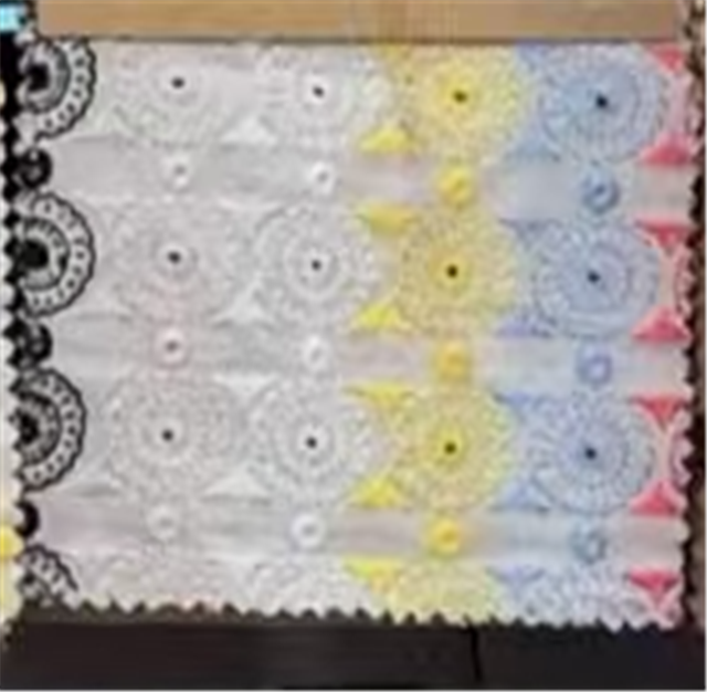 cotton colored embroidered geometric circle fabric