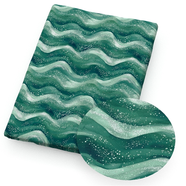 polyester cotton dyeing fish scale patterned shells green series polyester cotton fabric set (12 pcs/set)