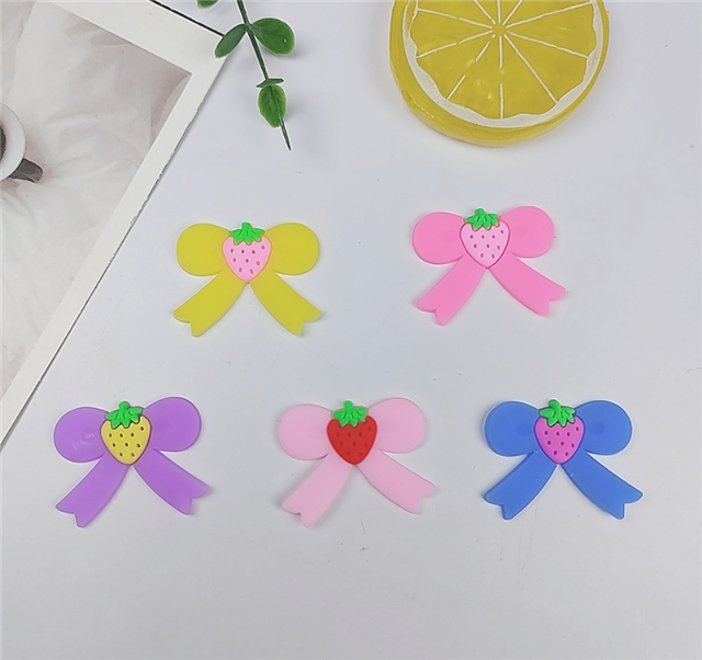 plastic/resin strawberry bow pvc soft rubber accessories