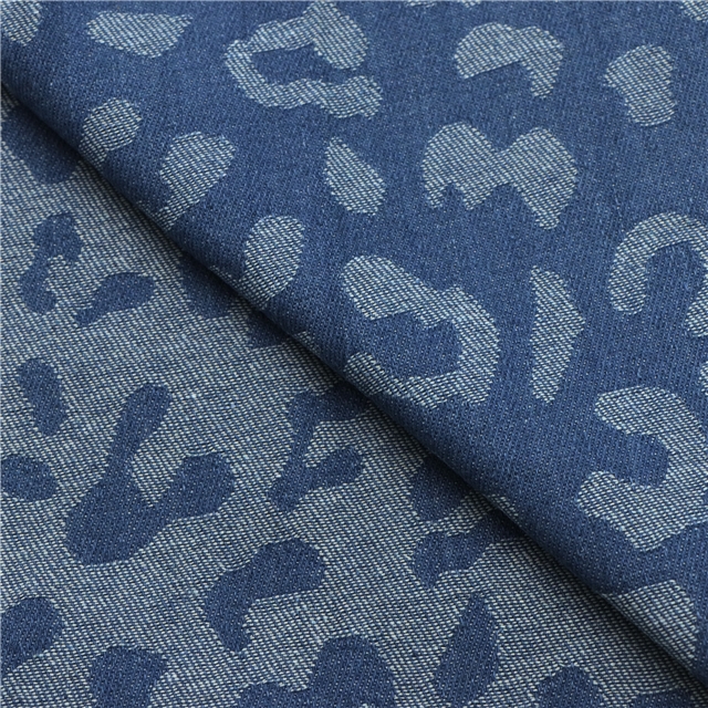 leopard print color woven jacquard denim fabric