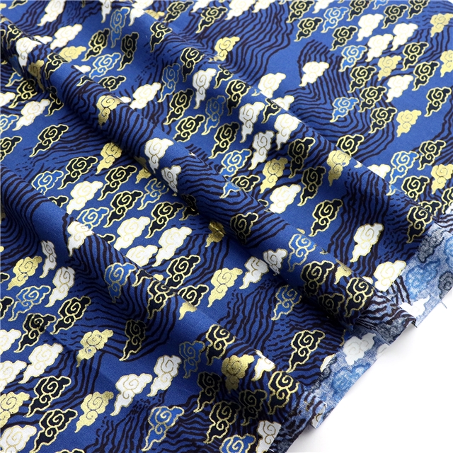 100% cotton cloud gold foil cotton fabric blue,50*147cm(19.7*57.9