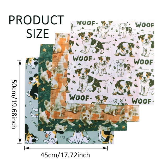polyester cotton dog series polyester cotton fabric set (4 pcs/set)