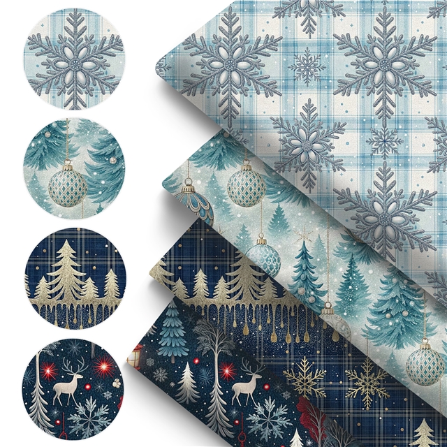 polyester cotton christmas series polyester cotton fabric set (8 pcs/set)
