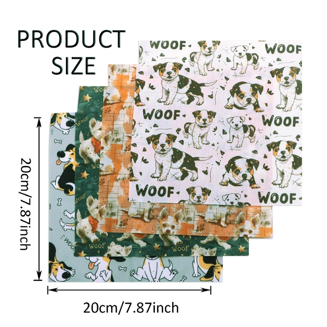 polyester cotton dog series polyester cotton fabric set (4 pcs/set)