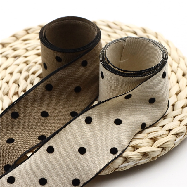 polyester dots velvet ribbon