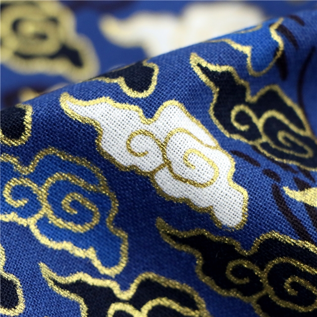 100% cotton cloud gold foil cotton fabric