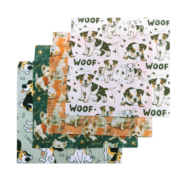 polyester cotton dog series polyester cotton fabric set (4 pcs/set)