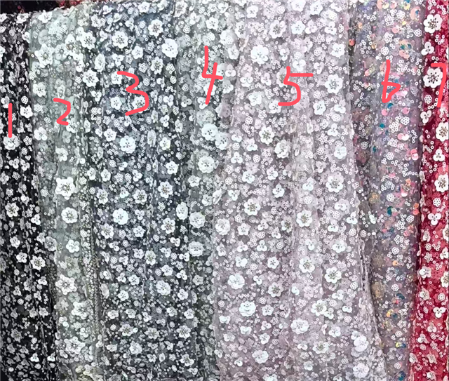 sequins flower mesh fabric