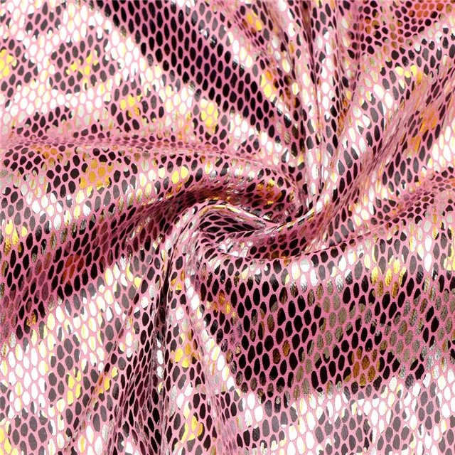 hot stamping snake pattern elastic knitted fabric 8# pink,50*150cm(19.7*59.1