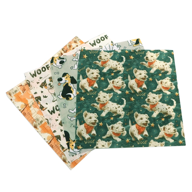 polyester cotton dog series polyester cotton fabric set (4 pcs/set)