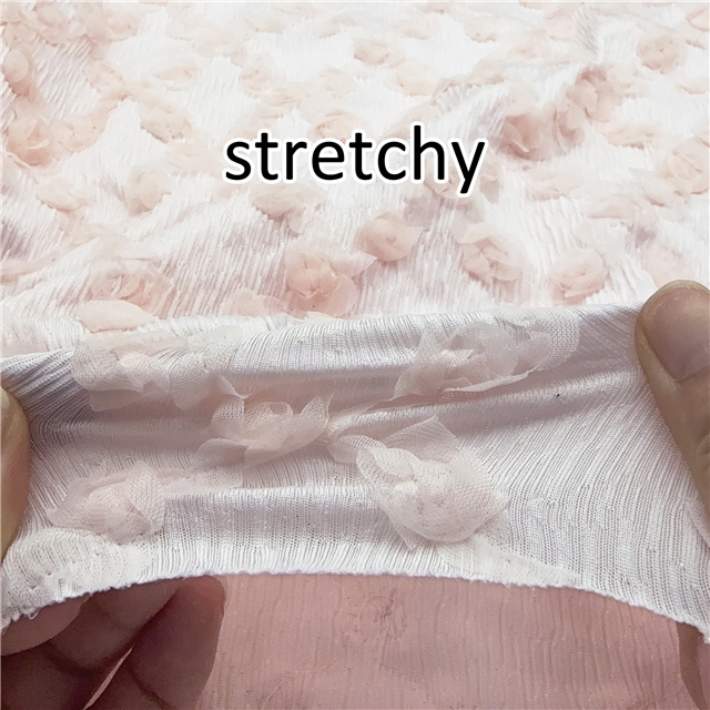 2 ways 3d ribbon small rose embroidery diamond pattern pleated knitted fabric