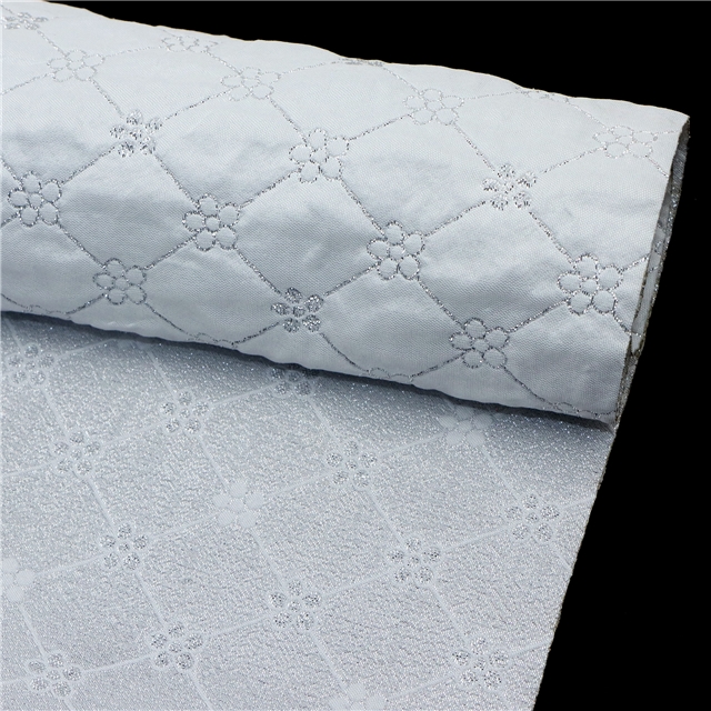 double layer embroidered flower diamond pattern gold silver silk jacquard fabric 4#white,50*135cm(19.7*53.1