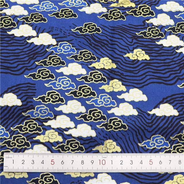 100% cotton cloud gold foil cotton fabric