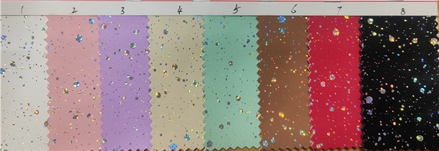 synthetic leather colorful laser hot silver dots faux leather 