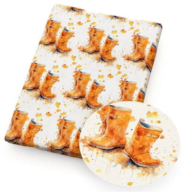 polyester cotton maple leaf pumpkin rain boots series polyester cotton fabric set (5 pcs/set) polyester cotton fabric,50*45cm(19.7*17.7