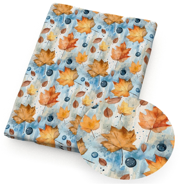 polyester cotton maple leaf pumpkin rain boots series polyester cotton fabric set (5 pcs/set) polyester cotton fabric,50*45cm(19.7*17.7