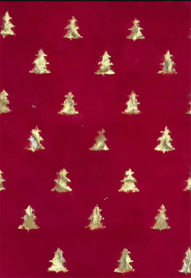 gold hot stamping christmas tree velvet fabric