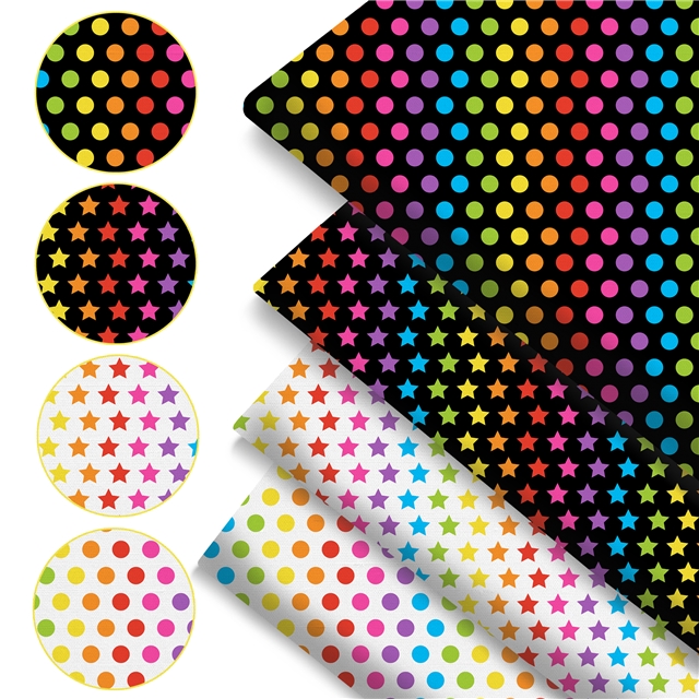 polyester cotton colorful dots stars series polyester cotton fabric set (4 pcs/set)
