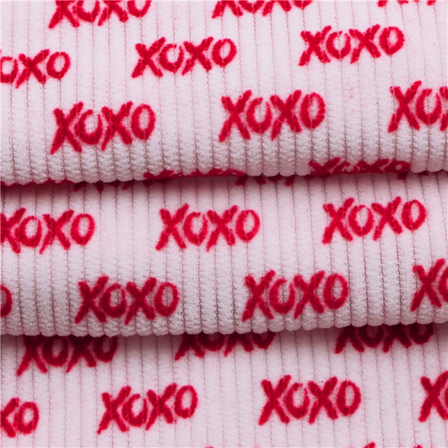 8W velvet letters polyester corduroy fabric