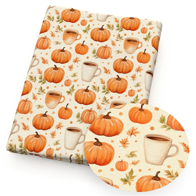 polyester cotton maple leaf pumpkin rain boots series polyester cotton fabric set (5 pcs/set) polyester cotton fabric,50*45cm(19.7*17.7