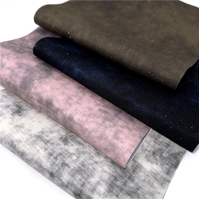 synthetic leather silver powder tie dye twill faux leather 