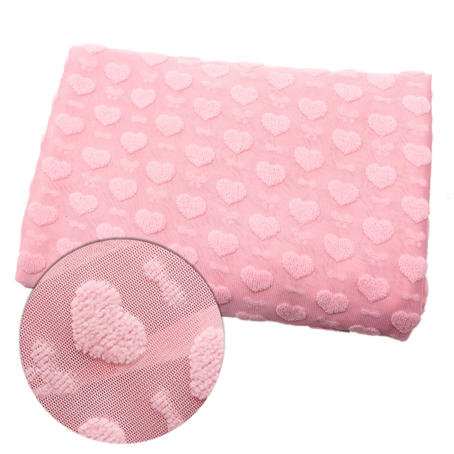 3d plush heart plain jacquard fabric