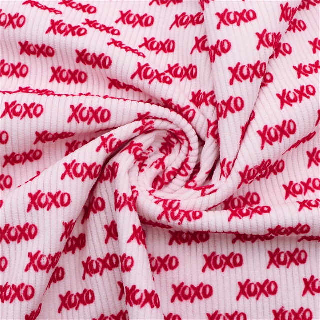 8W velvet letters polyester corduroy fabric