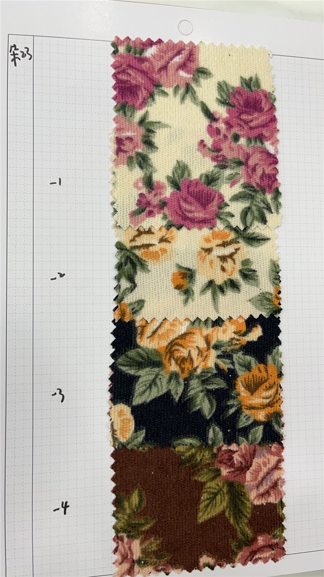 flower printed corduroy fabric
