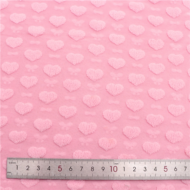 3d plush heart plain jacquard fabric