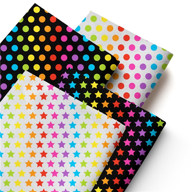 polyester cotton colorful dots stars series polyester cotton fabric set (4 pcs/set)