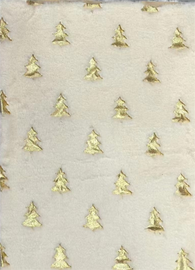 gold hot stamping christmas tree velvet fabric