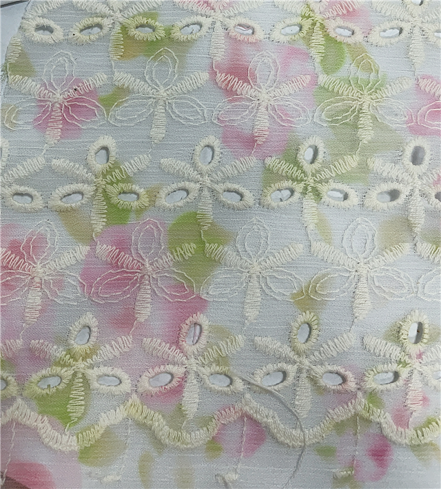 embroidered flower tie dye chiffon fabric