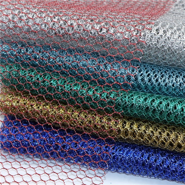 golden thread diamond shaped large mesh mesh fabric