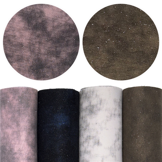 synthetic leather silver powder tie dye twill faux leather 