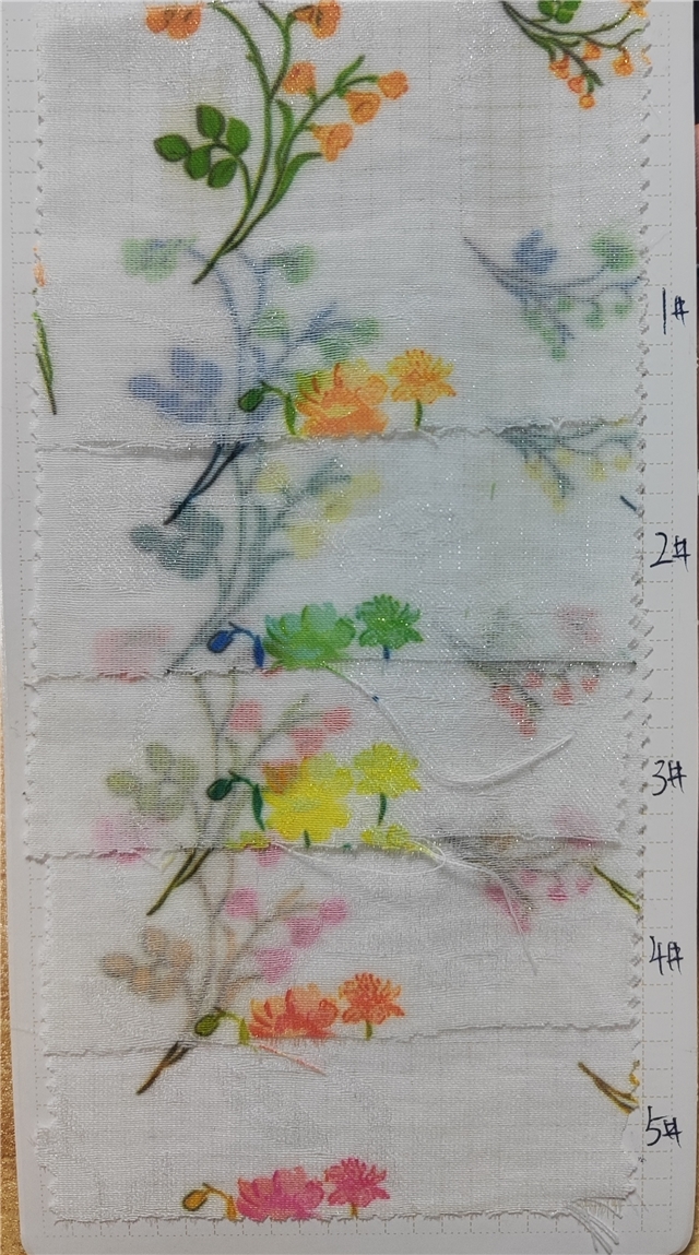 bright silk leaf and flower printed chiffon fabric