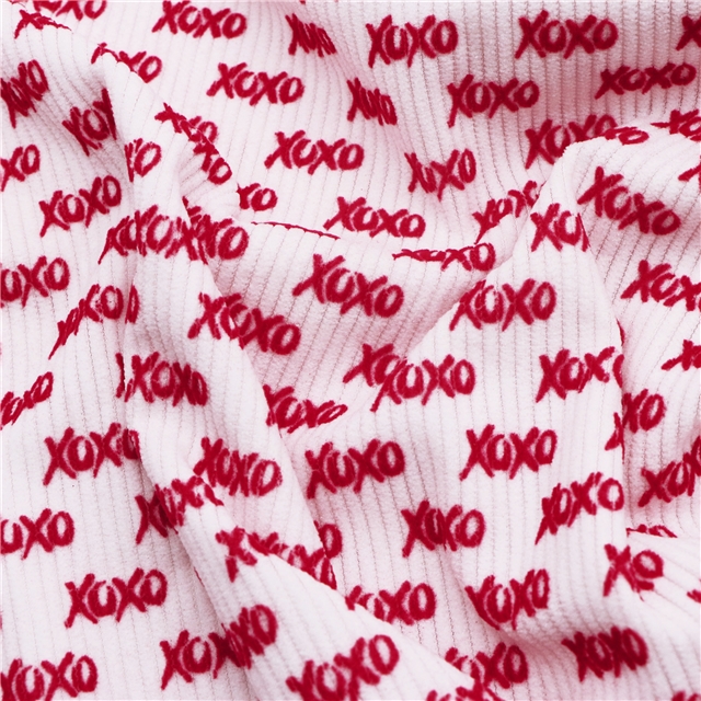 8W velvet letters polyester corduroy fabric
