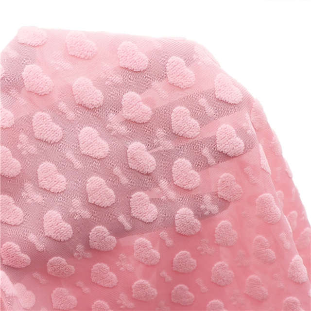 3d plush heart plain jacquard fabric