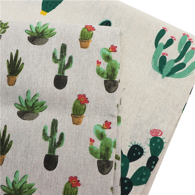 pineapple cactus printed cotton linen